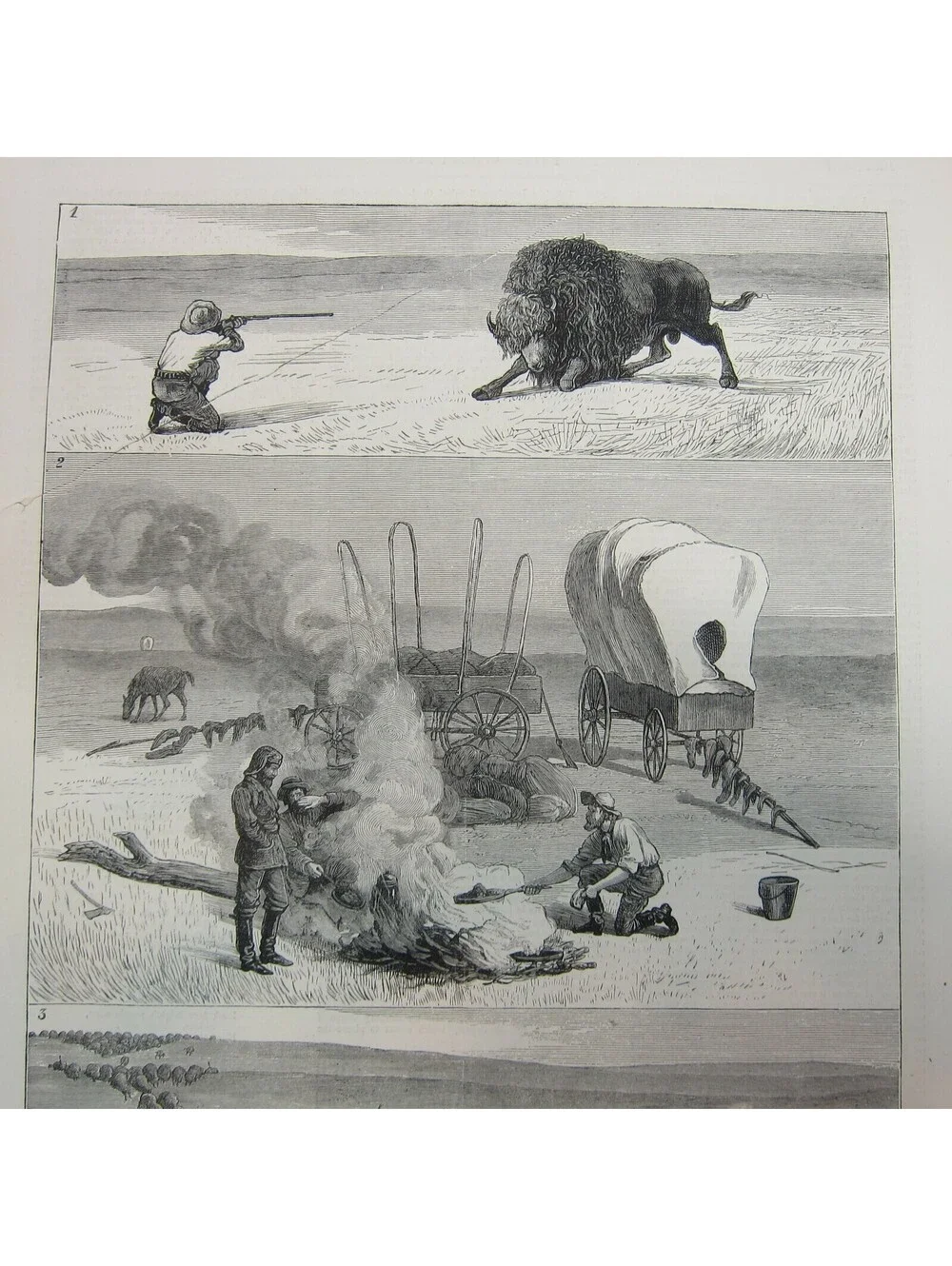 Antique 1877 Print A Days Still Hunting After North American Buffalo The Graphic